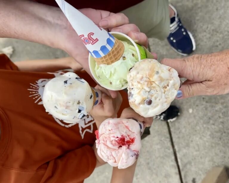 four ice cream cones