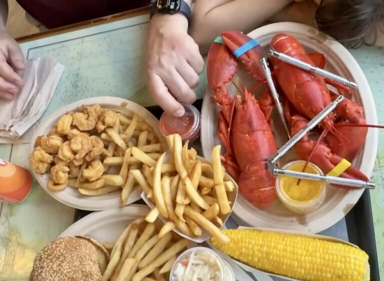 lobster dinner with fries