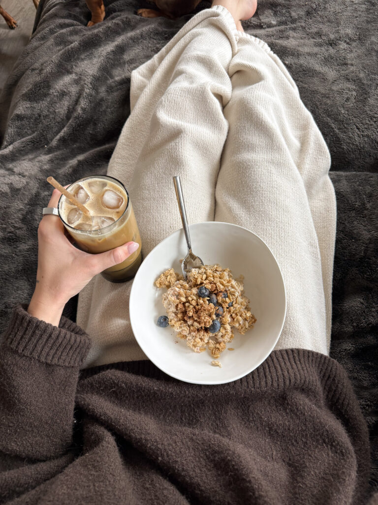 woman having coffee at home